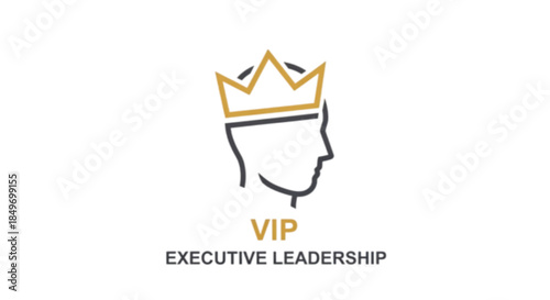 Abstract profile outline wearing a golden crown, symbolizing executive leadership and VIP status.