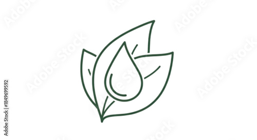 Clean green leaf with a water drop icon representing natural freshness and organic purity.