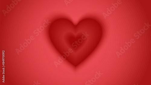 Red heart with blur effect. Red luxurious background for Valentine's Day with glowing heart. Vector gradient