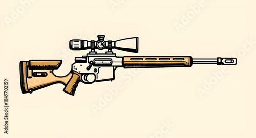 sniper rifle vector illustration, sniper rifle silhouette vector, modern sniper rifle flat design, military sniper rifle vector art, tactical sniper rifle illustration, sniper rifle isolated on white 