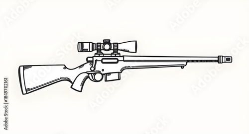 sniper rifle vector illustration, sniper rifle silhouette vector, modern sniper rifle flat design, military sniper rifle vector art, tactical sniper rifle illustration, sniper rifle isolated on white 