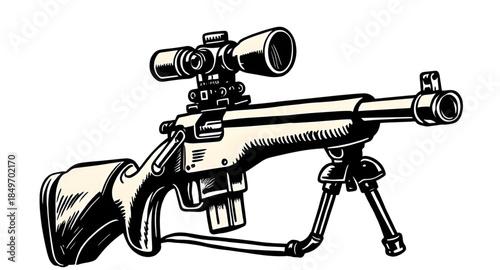 sniper rifle vector drawing, sniper rifle firearm illustration vector, sniper rifle silhouette weapon vector, sniper rifle tactical gun illustration, sniper rifle modern rifle vector, sniper rifle mil