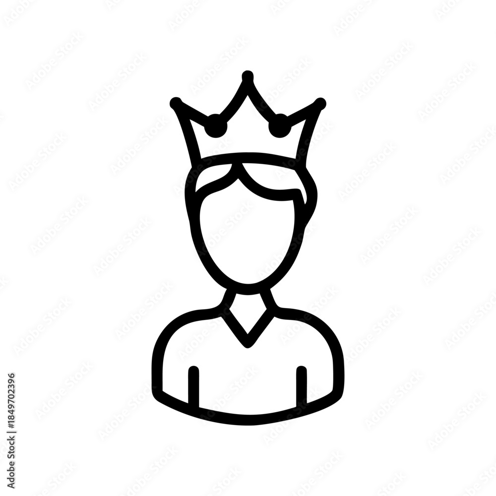 Obraz premium A person head on crown icon bold outline vector illustration design