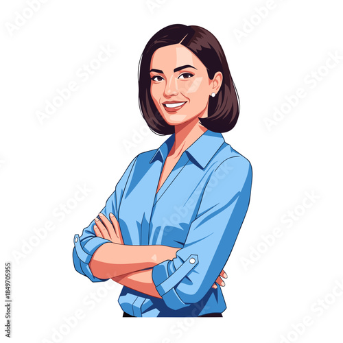 Confident Businesswoman Smiling with Arms Crossed.