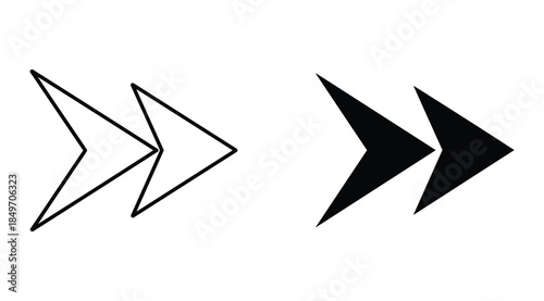 Double Arrow Icon Set Black White