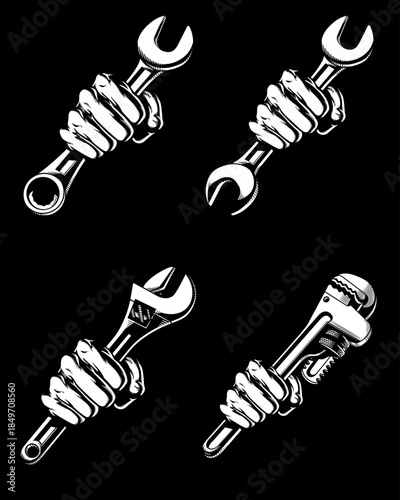 Silhouette Fist Punch Holding Wrench Set