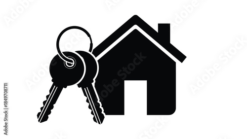 Illustration of a house with keys in front of a simple background