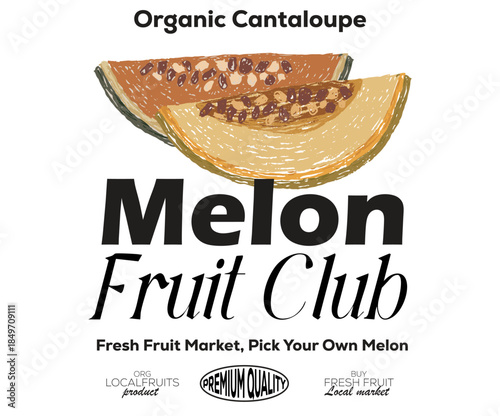  Fruits of the spirit. Melon love club. Nature fruit club print design.	