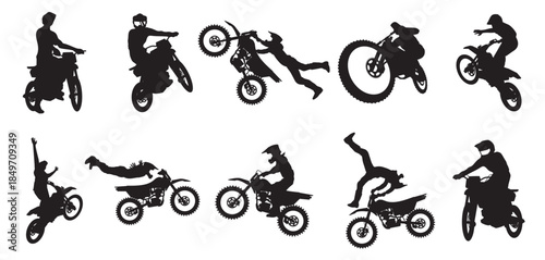 motorcross silhouettes vector