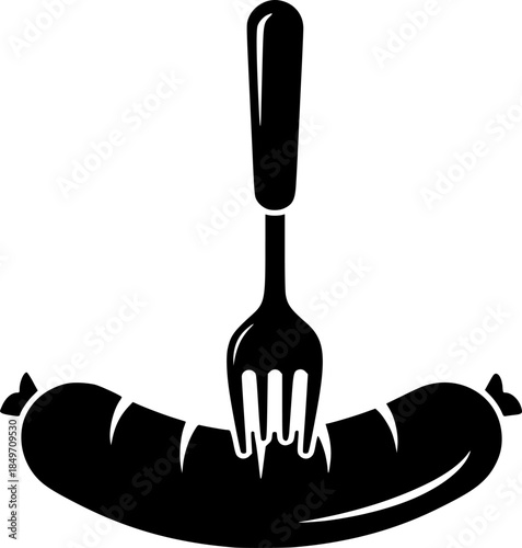 vector sausage and fork icons