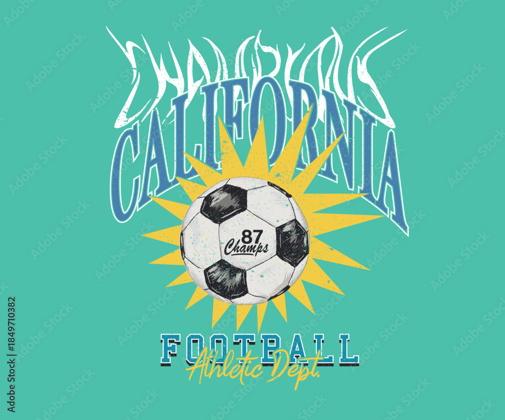 Fototapeta premium California football team logo design. Football tournament slogan artwork for t shirt, posters, stickers, background and others.