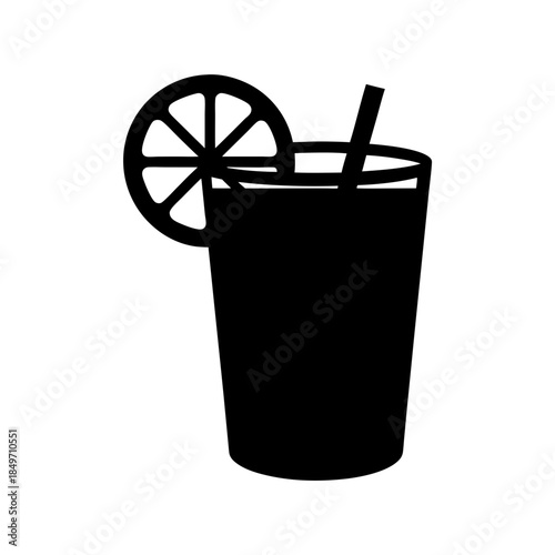 Refreshing orange drink with straw