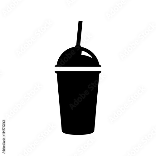 Black cup with straw