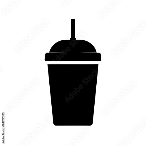 Black cup with straw black