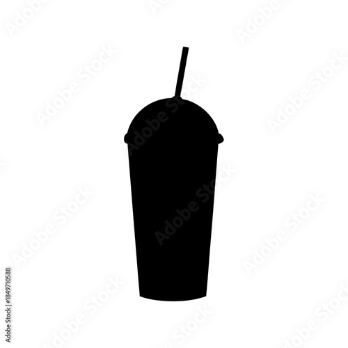 Refreshing beverage in a cup with straw