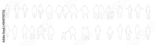 outline people drawing man woman vector illustration 