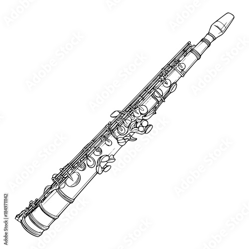 Monochrome Melodies: Bassoon's Symphonic Silhouette | Clean, isolated vector art for creative projects.