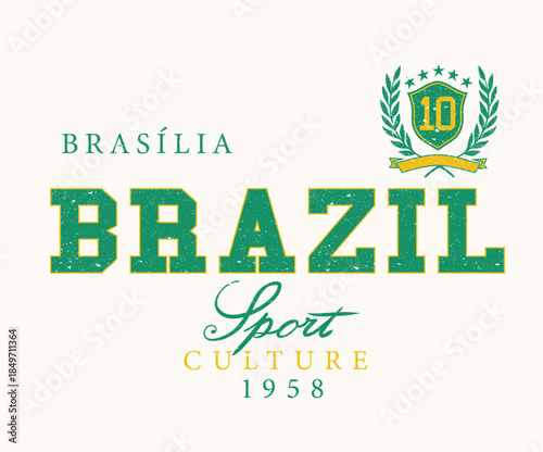 Brazil team logo t shirt design. Football artwork for t shirt, posters, stickers, background and others. Brazil  sport culture design.