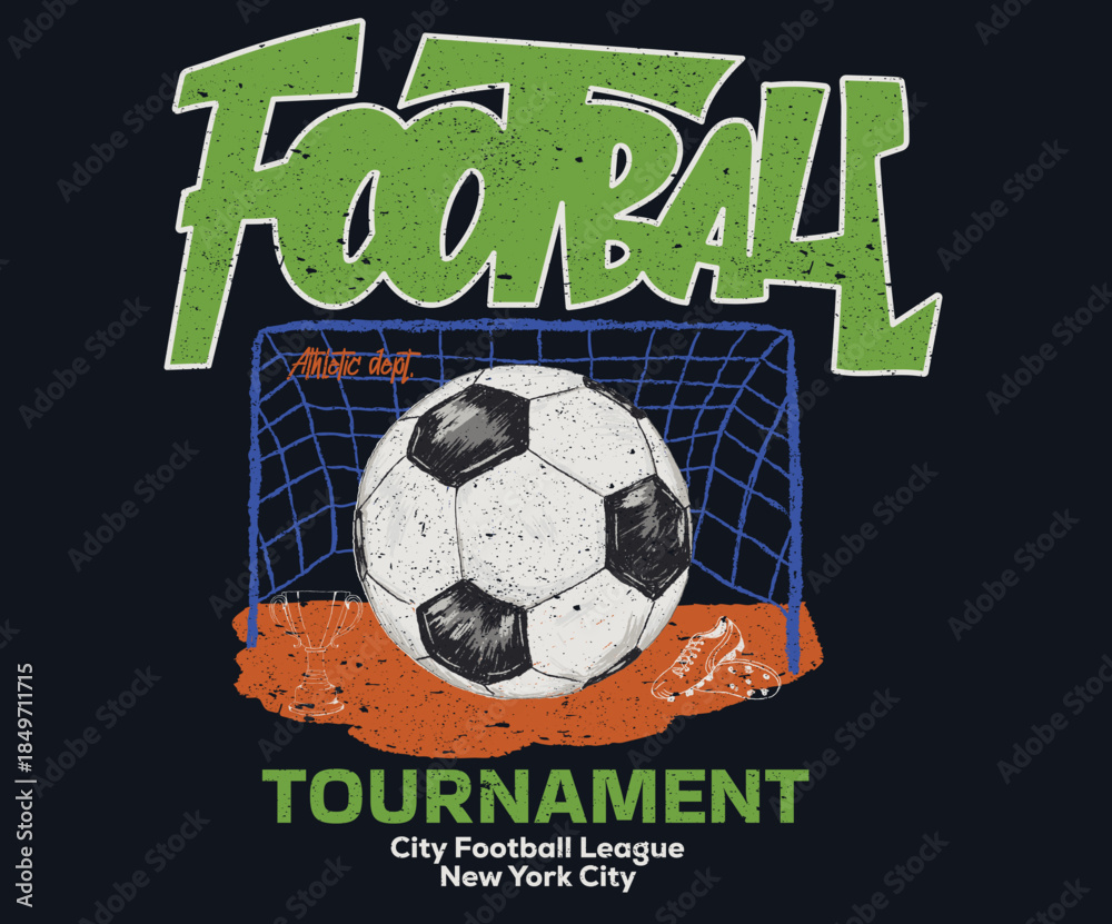 Fototapeta premium Football tournament artwork. Football champion league. Football artwork for t shirt, posters, stickers, background and others.