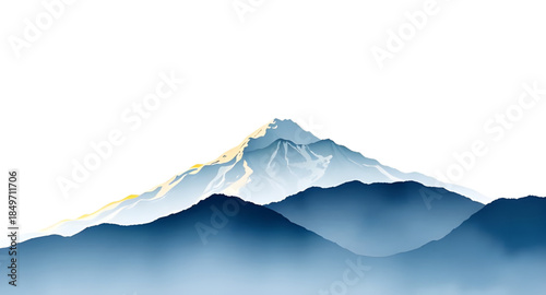 mountain landscape with snow illustration, winter alpine mountain art, snow capped peaks drawing style, cold winter mountain illustration, frozen alpine mountain artwork, white snowy mountain illustra