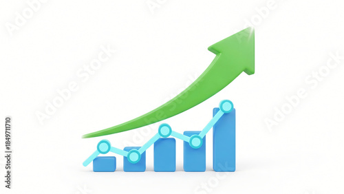 a green arrow rising up from a graph chart