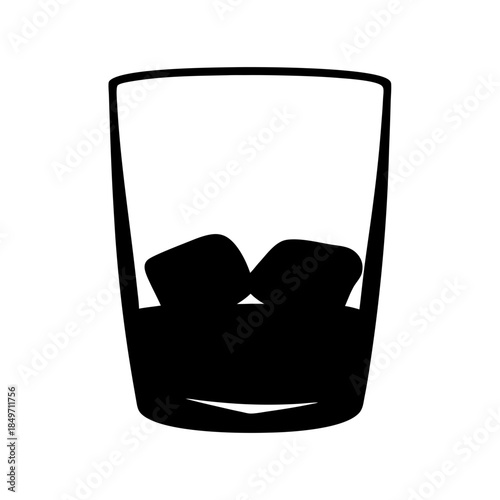 Glass filled with ice cubes