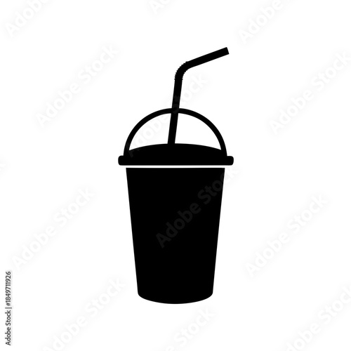 Black cup with straw