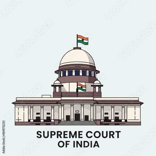 Supreme Court of India building illustration of justice and law vector graphic for legal concepts
