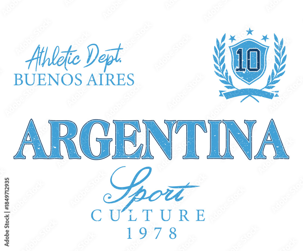 Fototapeta premium Football artwork for t shirt, posters, stickers, background and others. Argentina football culture logo design. Argentina team logo t shirt design.