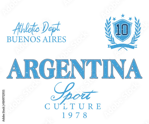 Football artwork for t shirt, posters, stickers, background and others. Argentina football culture logo design. Argentina team logo t shirt design.