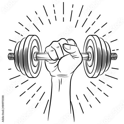 Doodle Hand Holding Dumbbell Adjustable Weight