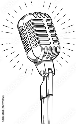 Doodle Microphone Standing Live Standup Comedy