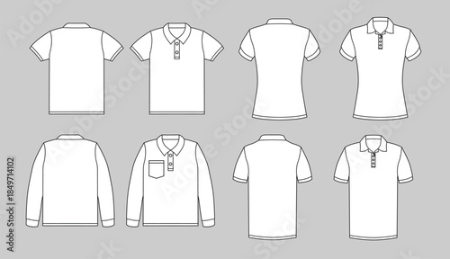Men Women And Kids With Polo Shirt Mock Up Template