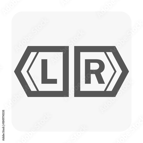 Vector icon of opposing directional arrows, symbolizing left and right turn light indicators. Ideal for automotive dashboards, UI buttons, traffic signal graphics and vehicle safety communication.