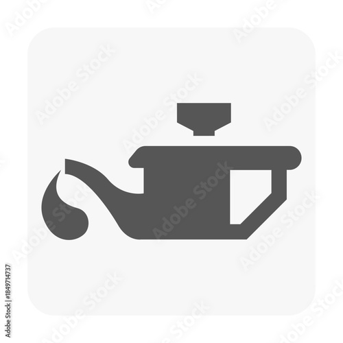A sleek monochrome vector icon of an oil can, symbolizing lubrication, maintenance, and smooth mechanical operation. Ideal for vehicle dashboards as an indicator of engine oil status, automotive servi