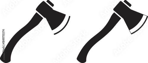 Two axes silhouette vector icon set