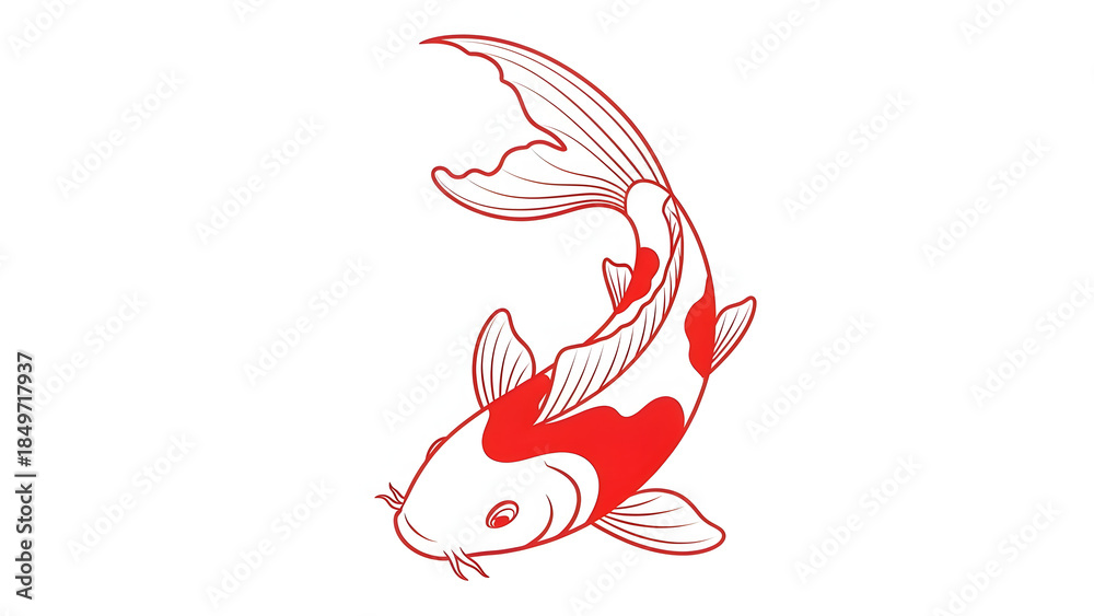 Fototapeta premium Minimal Red Koi in Graceful Flow
