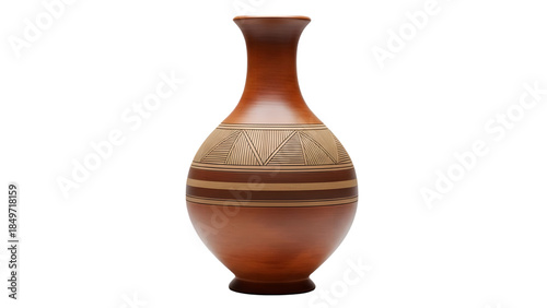 Ancient terracotta vase isolated on transparent background