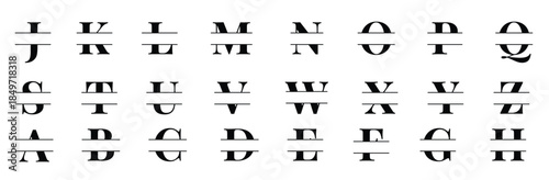 monogram split font alphabet letters and numbers typography