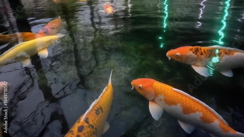 Koi Pond Serenity - A Colorful Underwater World of Japanese Carp.