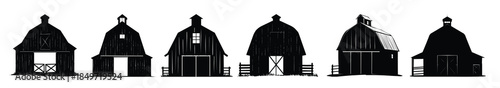 rustic barn silhouette clipart bundle 