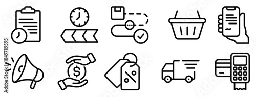 Sales Icon Set Dynamic Line Style Collection