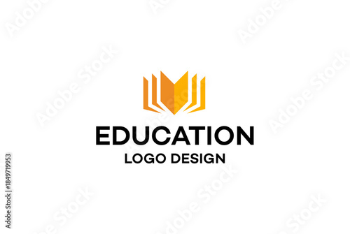 Inspiring education logo design featuring an open book symbolizing knowledge and learning