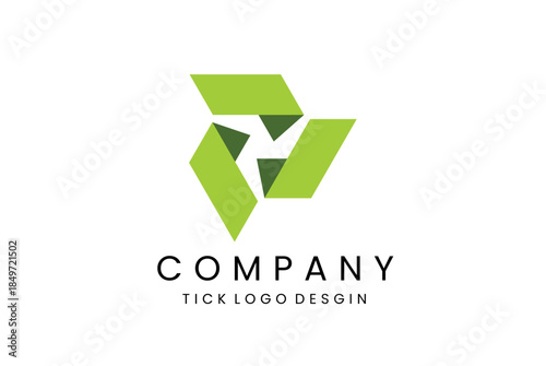 Abstract Green Triangular Logo Design with Interconnected Elements for Modern Corporate Branding and Sustainable Business Identity