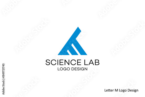 Modern Abstract Triangular 'M' Logo Design for Science Lab, Vector Illustration