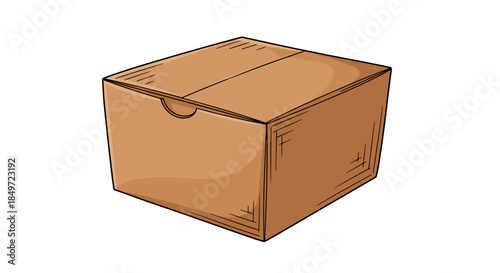 Kraft dessert box with clean lines isolated on a white background, emphasizing its simple design and sturdy construction