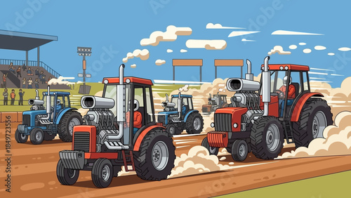 A heavy yellow tractor vehicle works as a powerful agricultural machine on a snowy road and industrial farm field for construction and building work