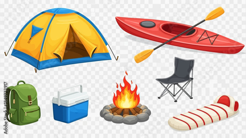 Summer beach scene with umbrella chair and ocean vacation icons