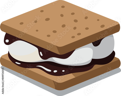 Chocolate Marshmallow S'mores Snack Illustration