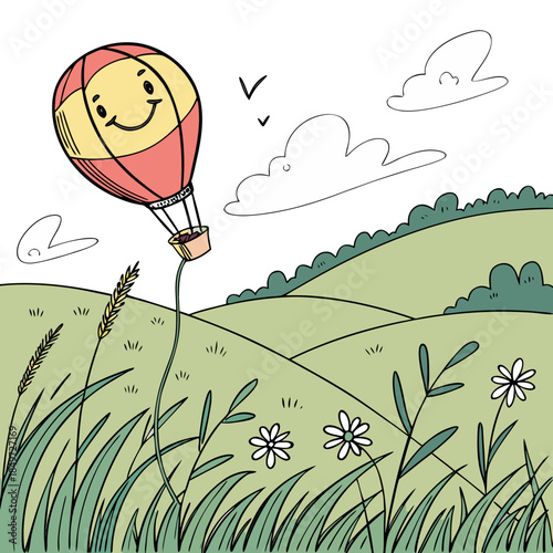 landscape with trees and flowers